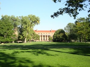 The Quad, looking towards Norlin Library, CU campus