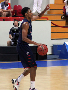 Spencer Dinwiddie in game against Canada