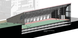 Cross-section of the new practice facility