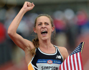 Jul 10, 2016; Eugene, OR, USA; Jenny Simpson reacts after competing in the the women’s 1500m finals in the 2016 U.S. Olympic track and field team trials at Hayward Field. Mandatory Credit: Glenn Andrews-USA TODAY Sports